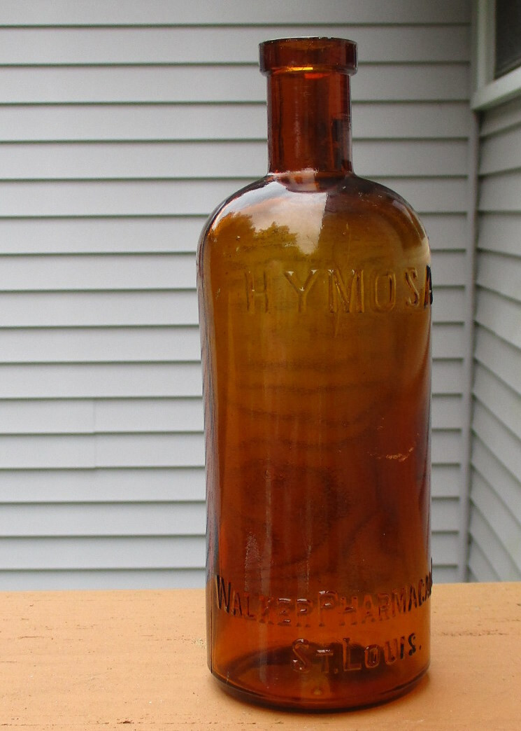 Hymosa Medicine Bottle Walker Pharmacal Company St. Louis Glass Amber