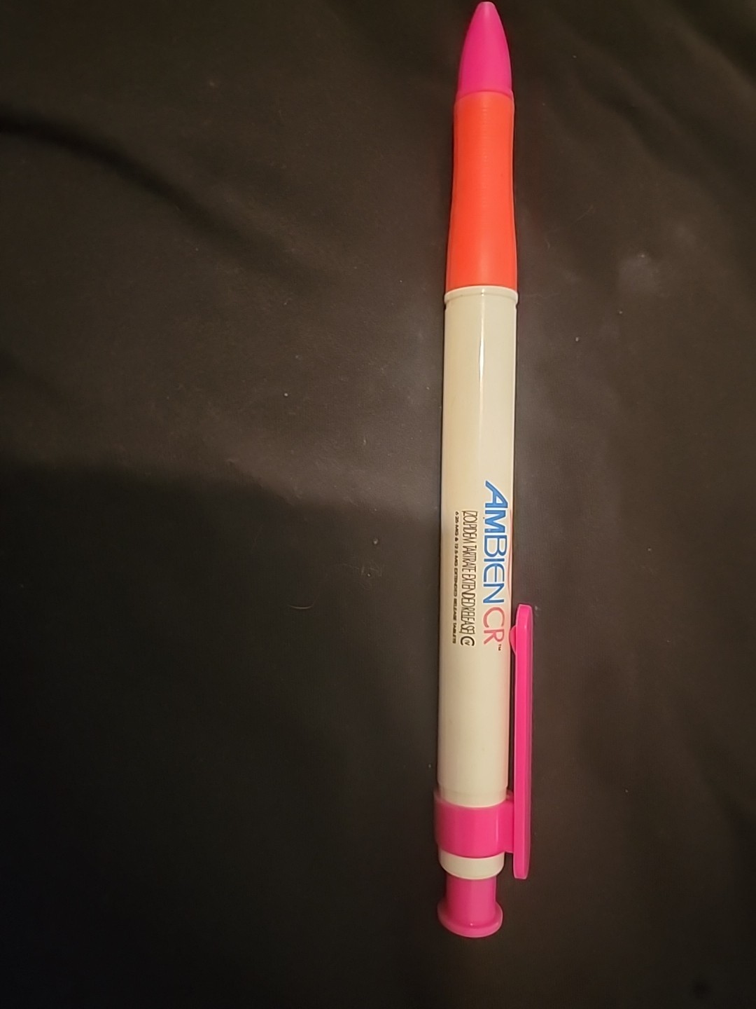 GIANT AMBIEN CR PEN HUGE ZOLPIDEM SLEEPING PILL ADVERTISEMENT WHITE PINK