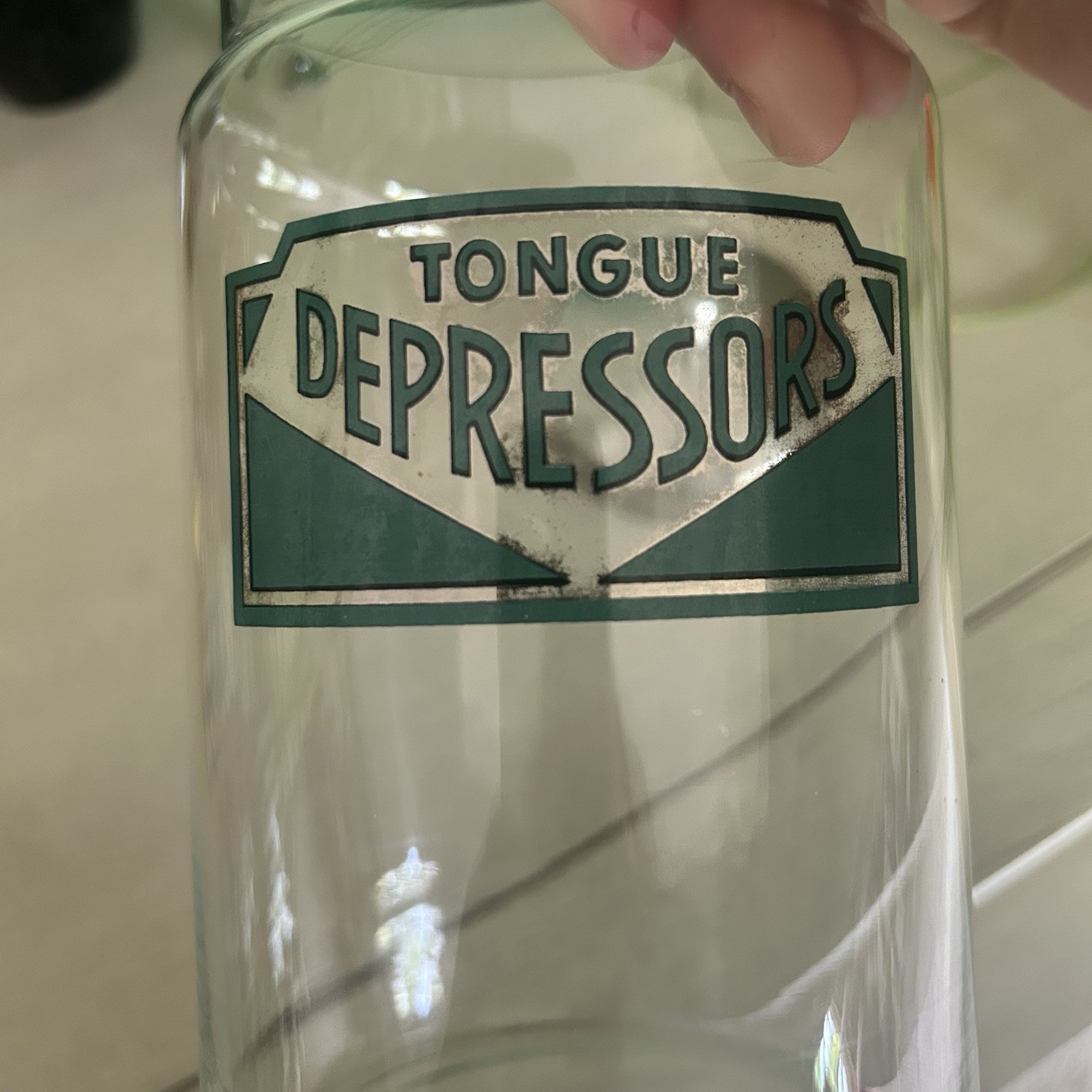 VTG Profex Medical Office Apothecary Jar w/ Lid Art Deco Tongue Depressors
