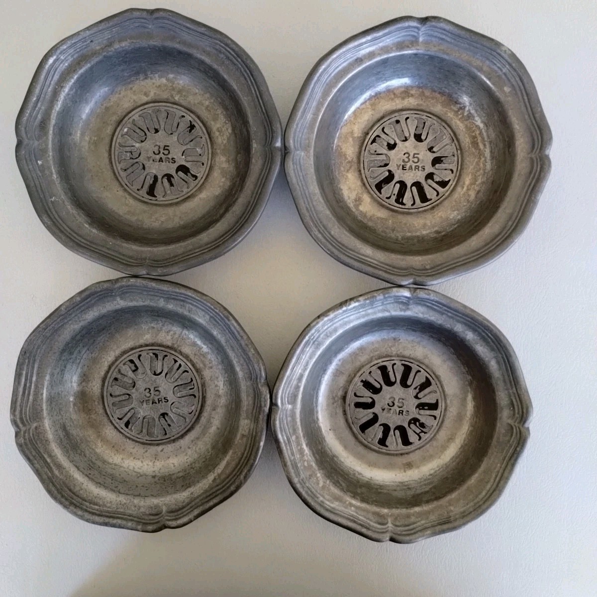 The Upjohn Company 35 Year Armetale Service Award Engraved 5 Pc Salad Bowl Set