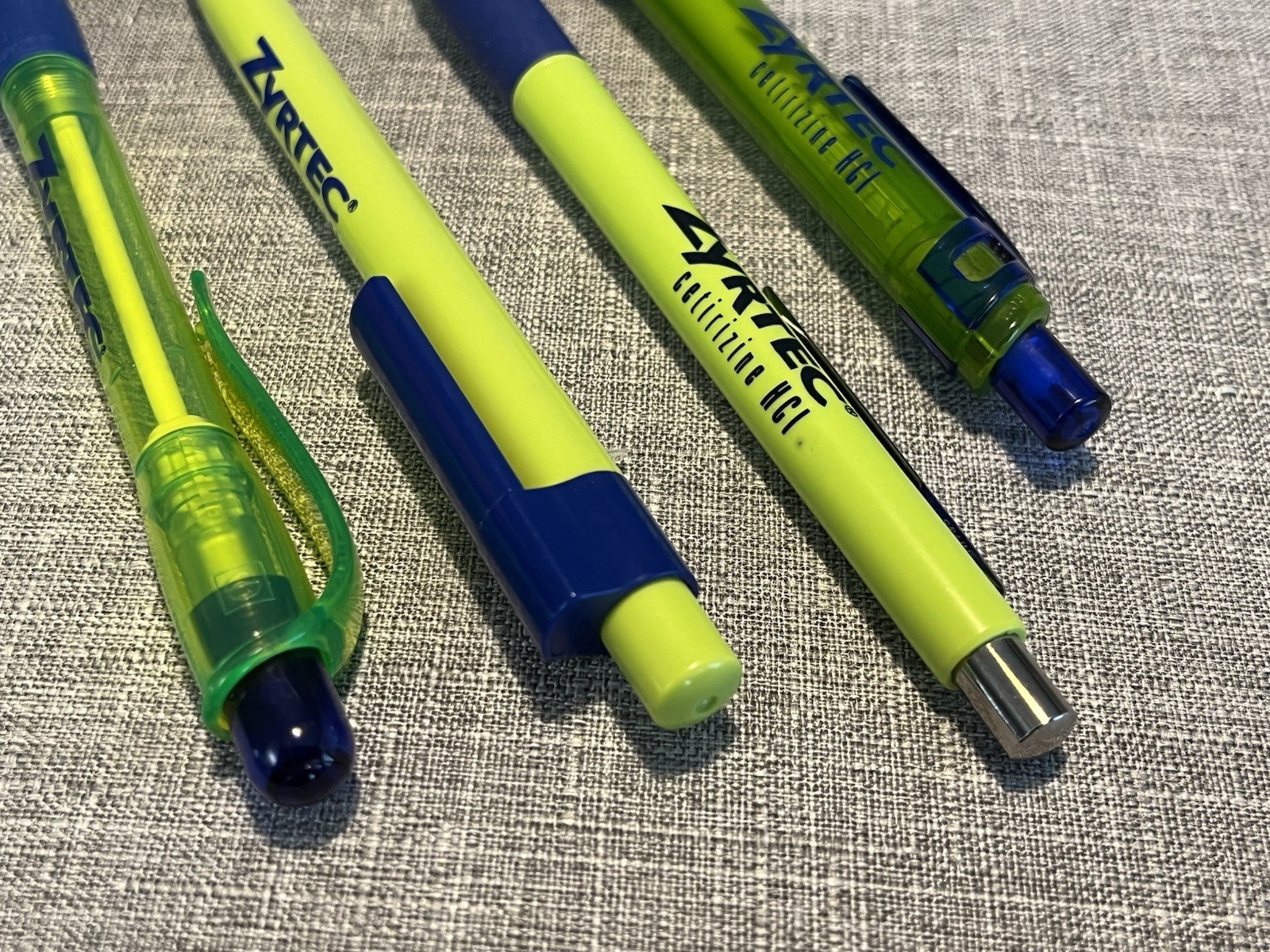DRUG REP lot of four DIFFERENT promo pens for the same product – Free Shipping!
