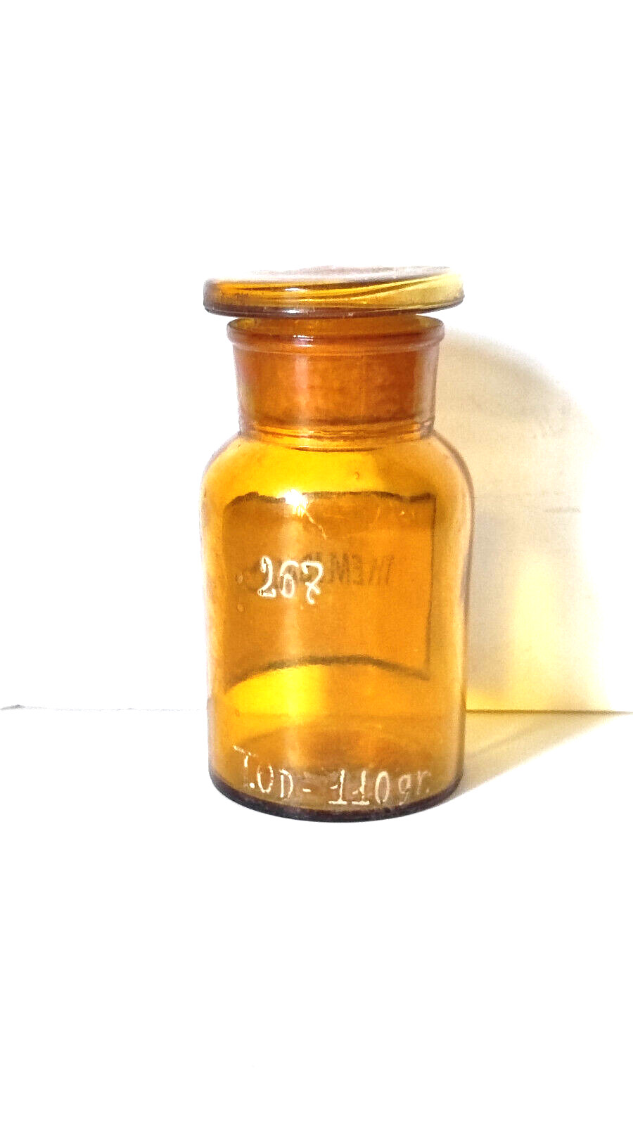 THEMISALUM, Vintage Glass Apothecary Pharmacy Amber Jar, 100 ml, Cap