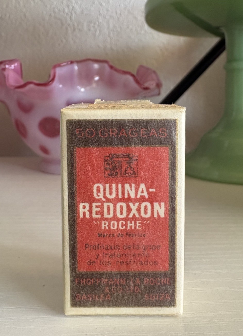 Vintage NOS Quina-Redoxon Medicine Apothecary By “ROCHE” w/ Original Onion Skin
