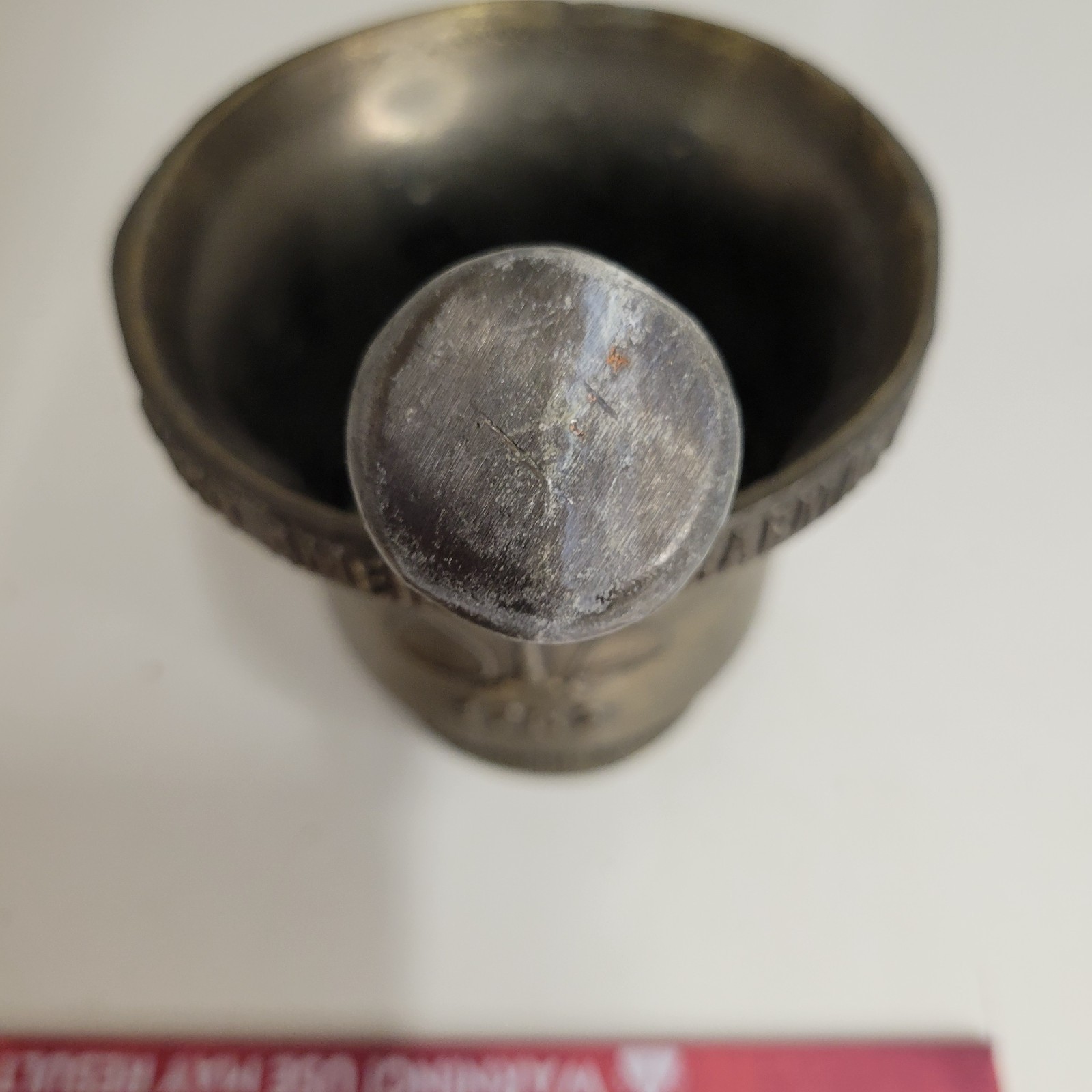 VTG Brass Bronze Schering Mortar & Coricidin Pestle 1752 First American Pharmacy