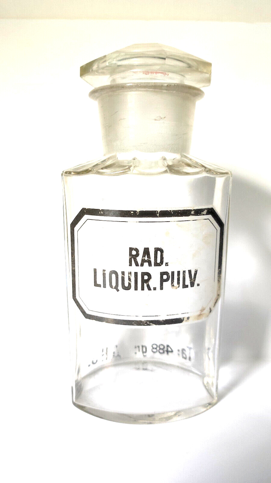 Vintage Crystal Apothecary Pharmacy Clear Jar 800 ml RAD. LIQUIR. PULV.