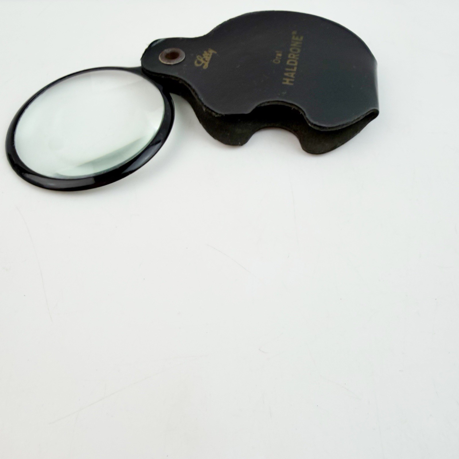Libby Pocket Magnifier Pharmaceutical Drug Rep Haldrone Cordrane Promo Ad Black