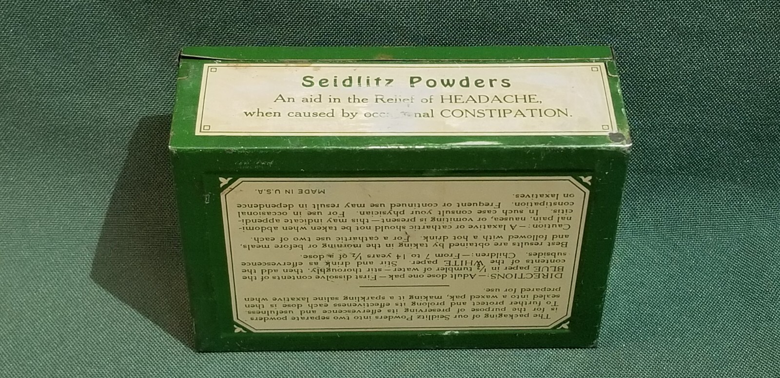 Antique Tin Seidlitz Powders Charles R Doane New York Pharmacy ad w/ packs.