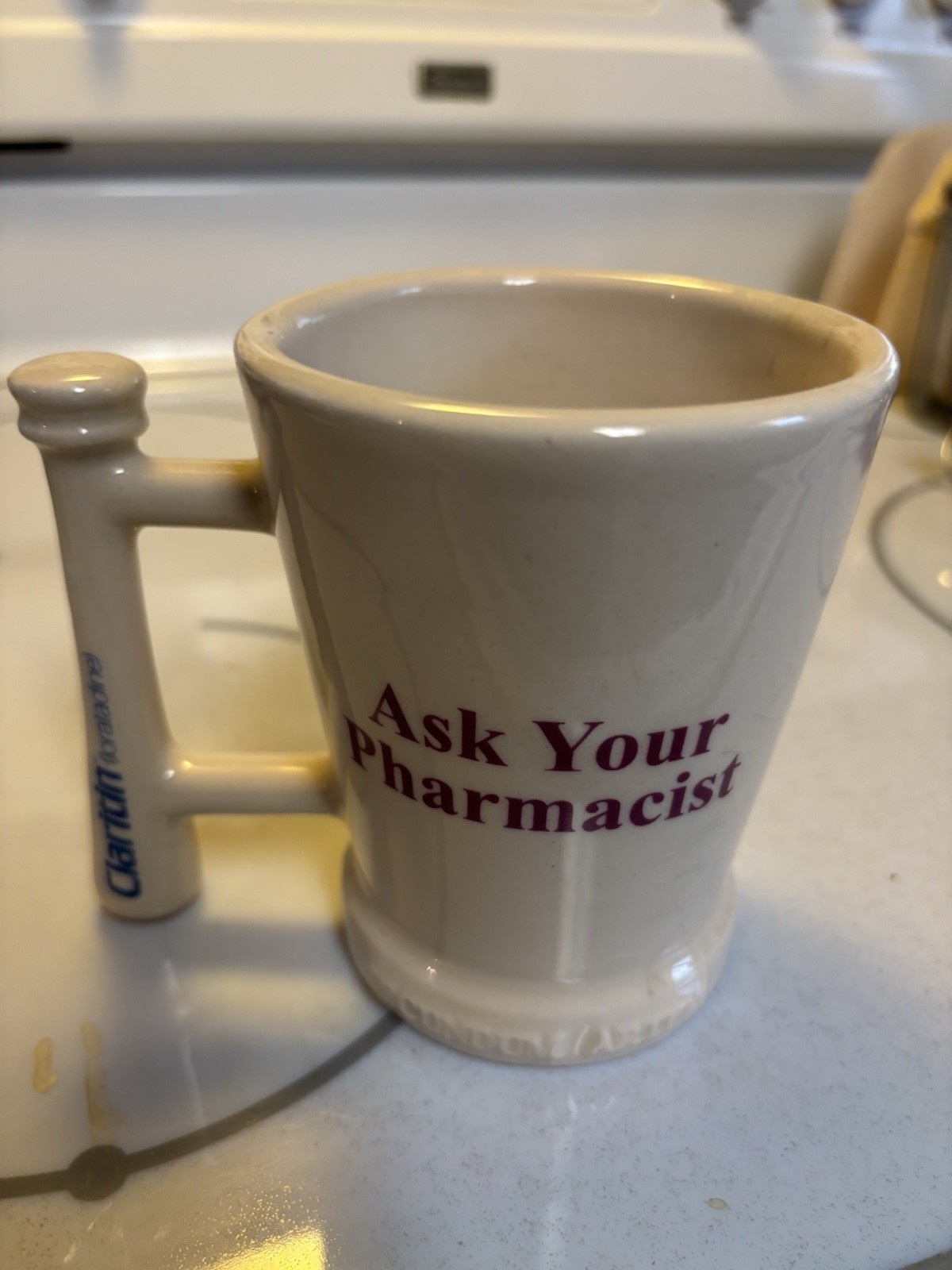 Claritin Mortar And Pestle Coffee Mug- Ask Your Pharmacist