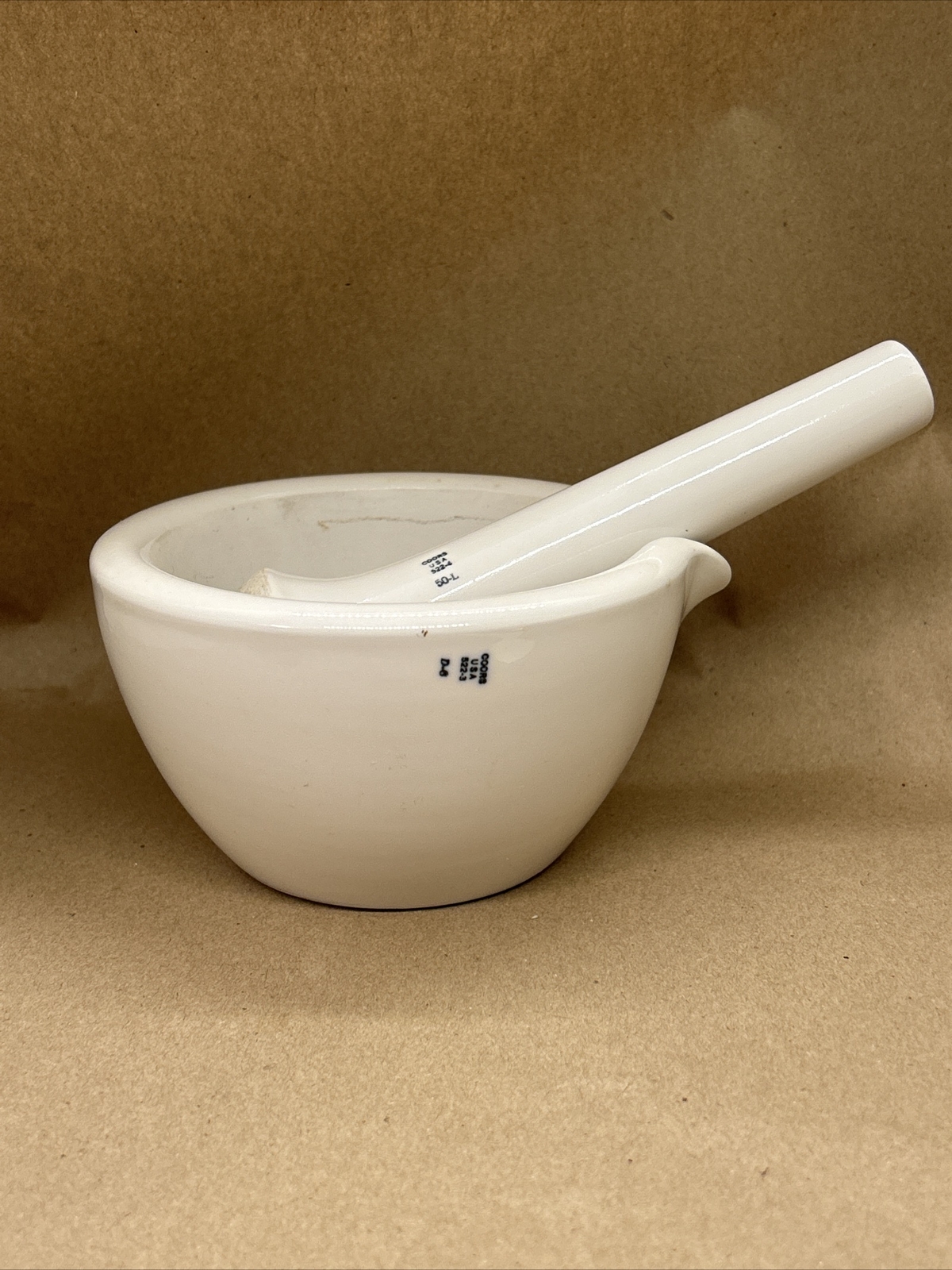 Vintage Antique Apothecary Mortar Pestle COORS USA Ceramic