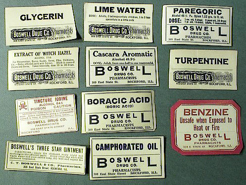 Antique Medicine Bottle Labels Drugstore Pharmacy