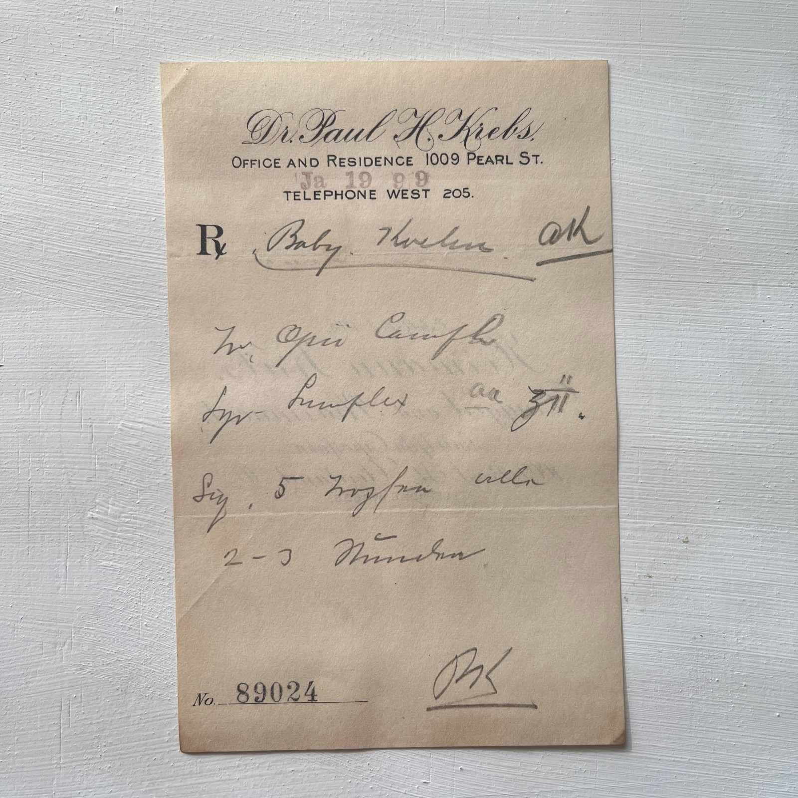 Antique Pharmacy Apothecary Prescription RX 1800s Opium Camphor Tincture Drug