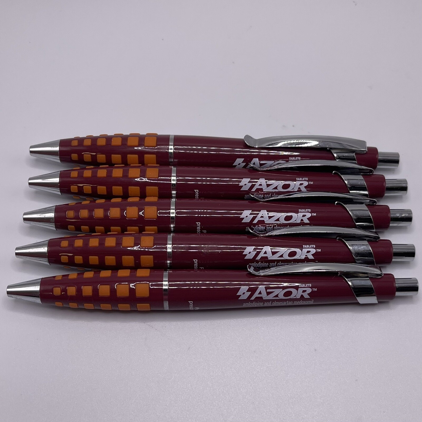AZOR Drug Rep Doctors Pharmaceutical Promo Advertising Heavy Metal Pen Lot Of 5