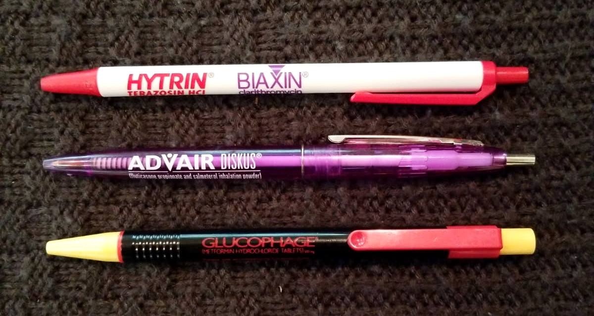 Pharmaceutical Drug Rep Promo Pens: Lot of 3 Working Promotional Pens