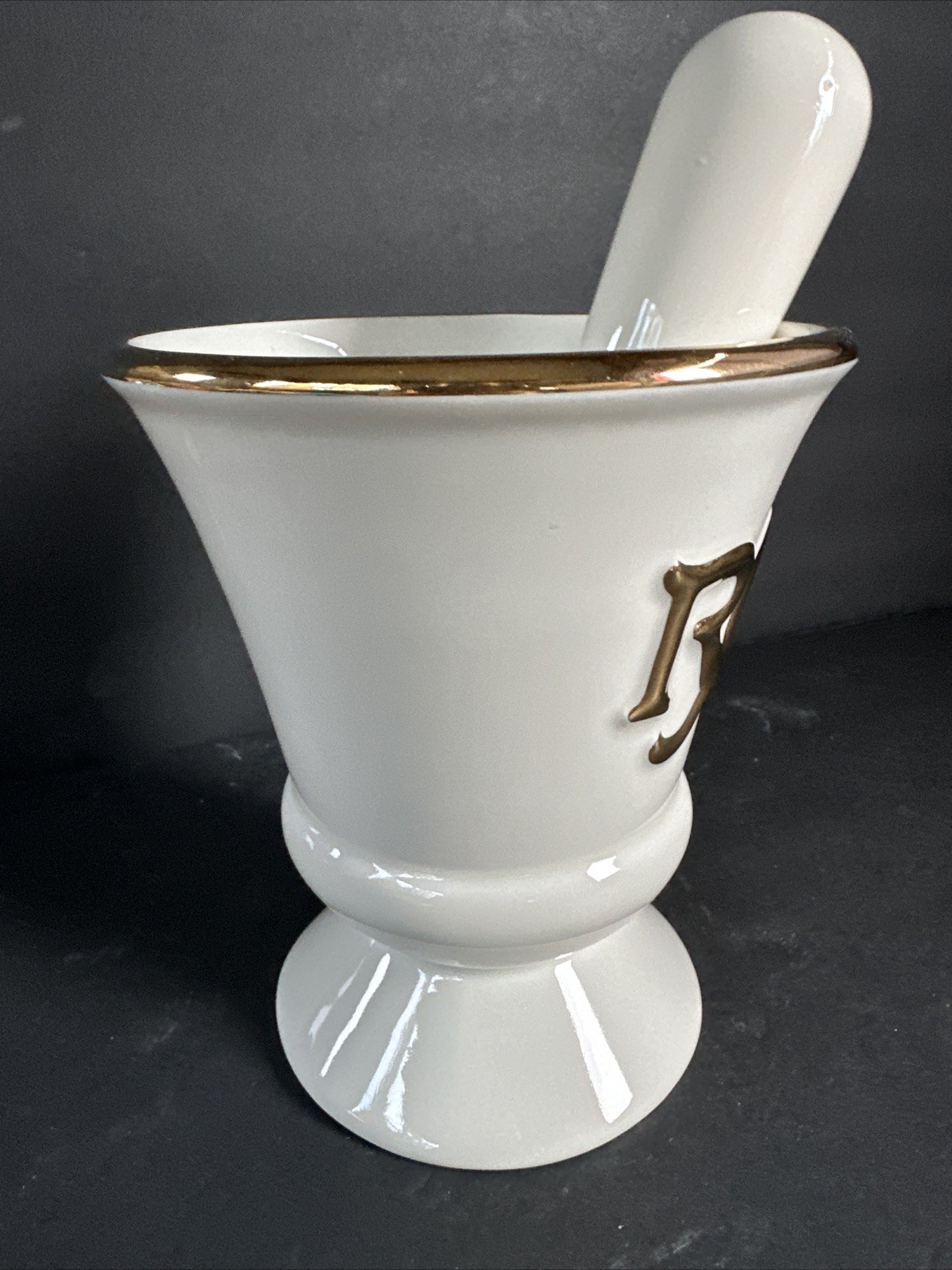 Vintage Owens Illinois RX Porcelain Pharmacy Apothecary Mortar & Pestle Set#R19