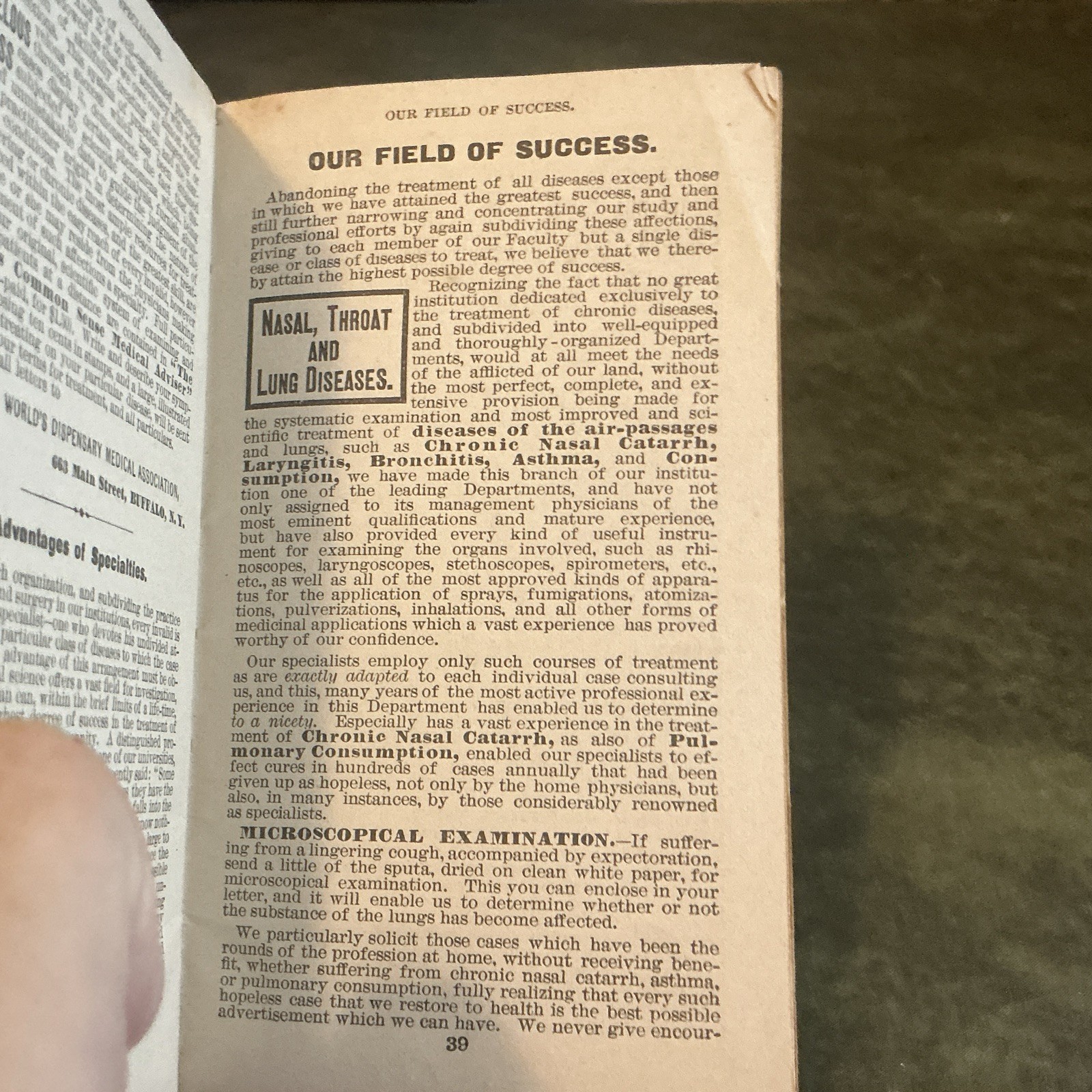 1887 Pierce’s MEDICAL DISPENSARY Memo Book Drug Advertising Antique