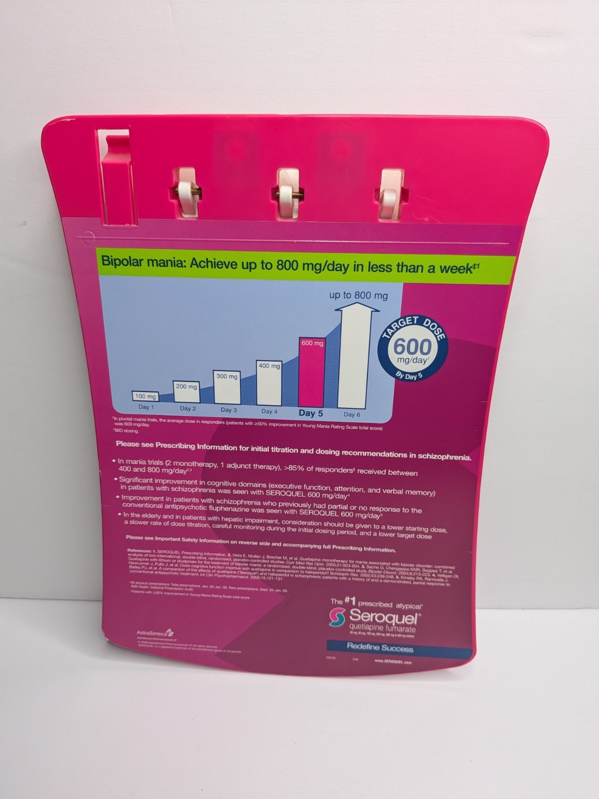Seroquel New Tablet Size Clipboard Drug Rep Promo 2006 AstraZeneca