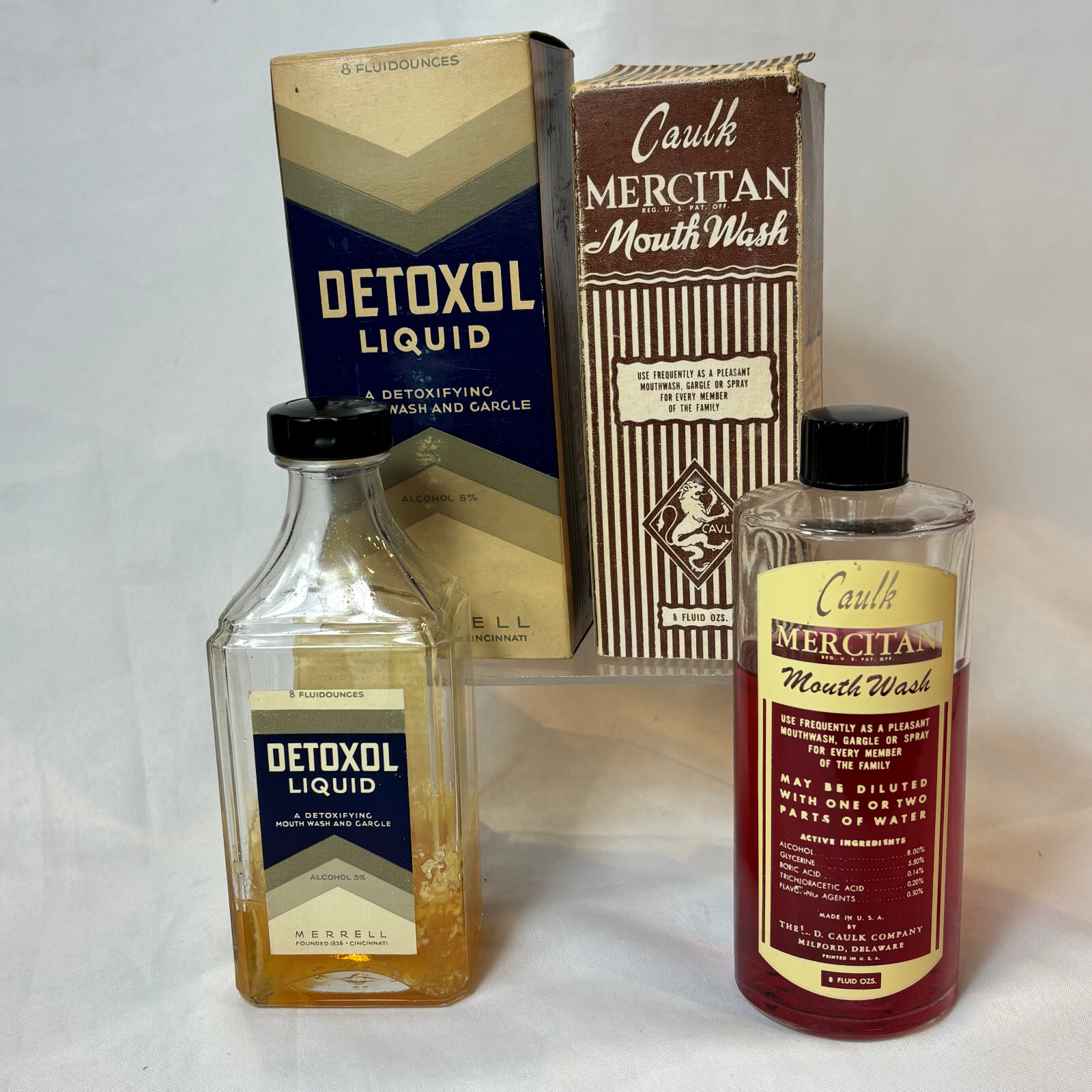 Vtg Detoxol & Mercitan Mouth Wash In Original Boxes