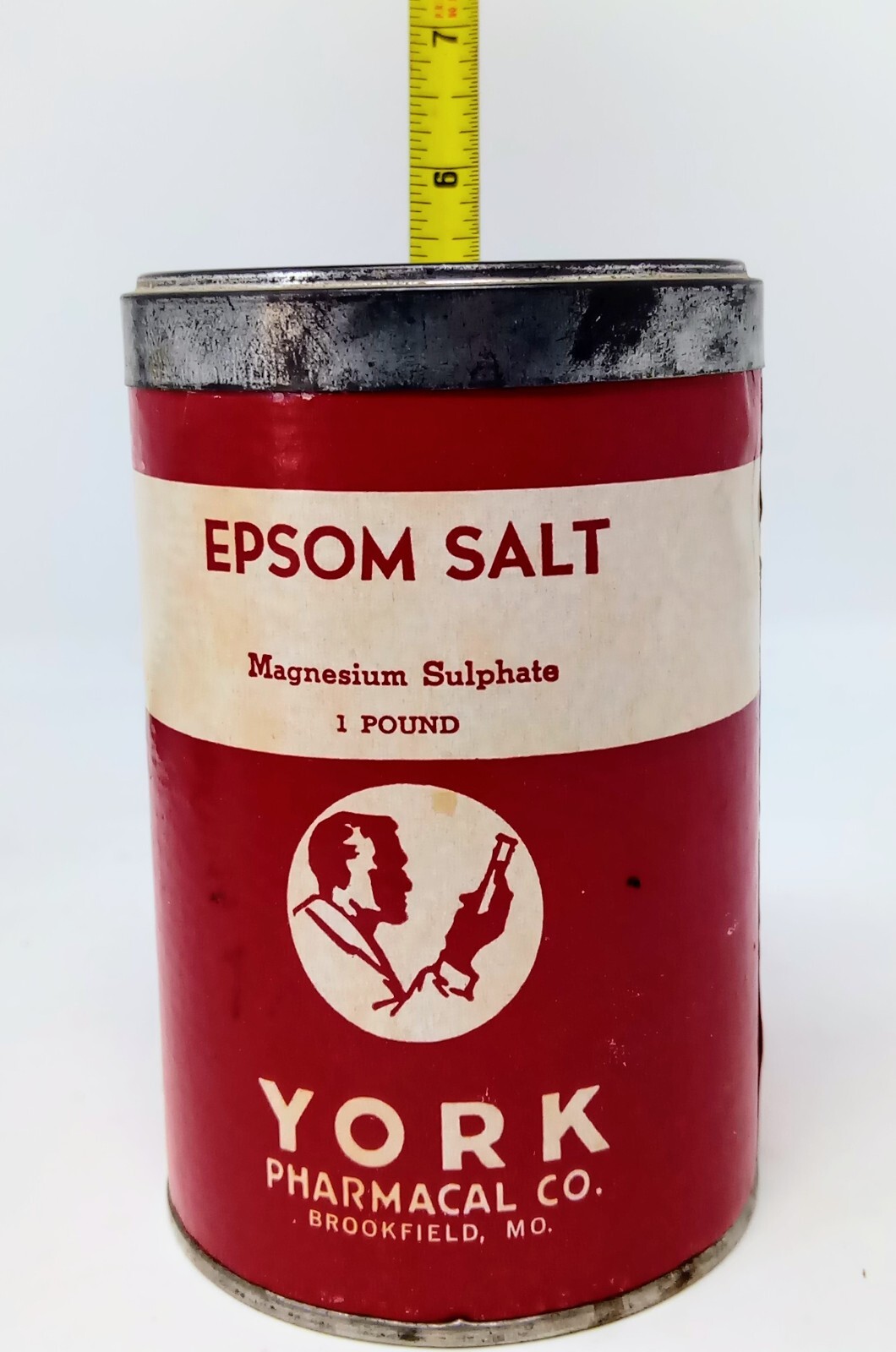 Vintage Round Box Full of York Pharmacal Co. Epsom Salt ‘Magnesium Sulphate 1 Lb