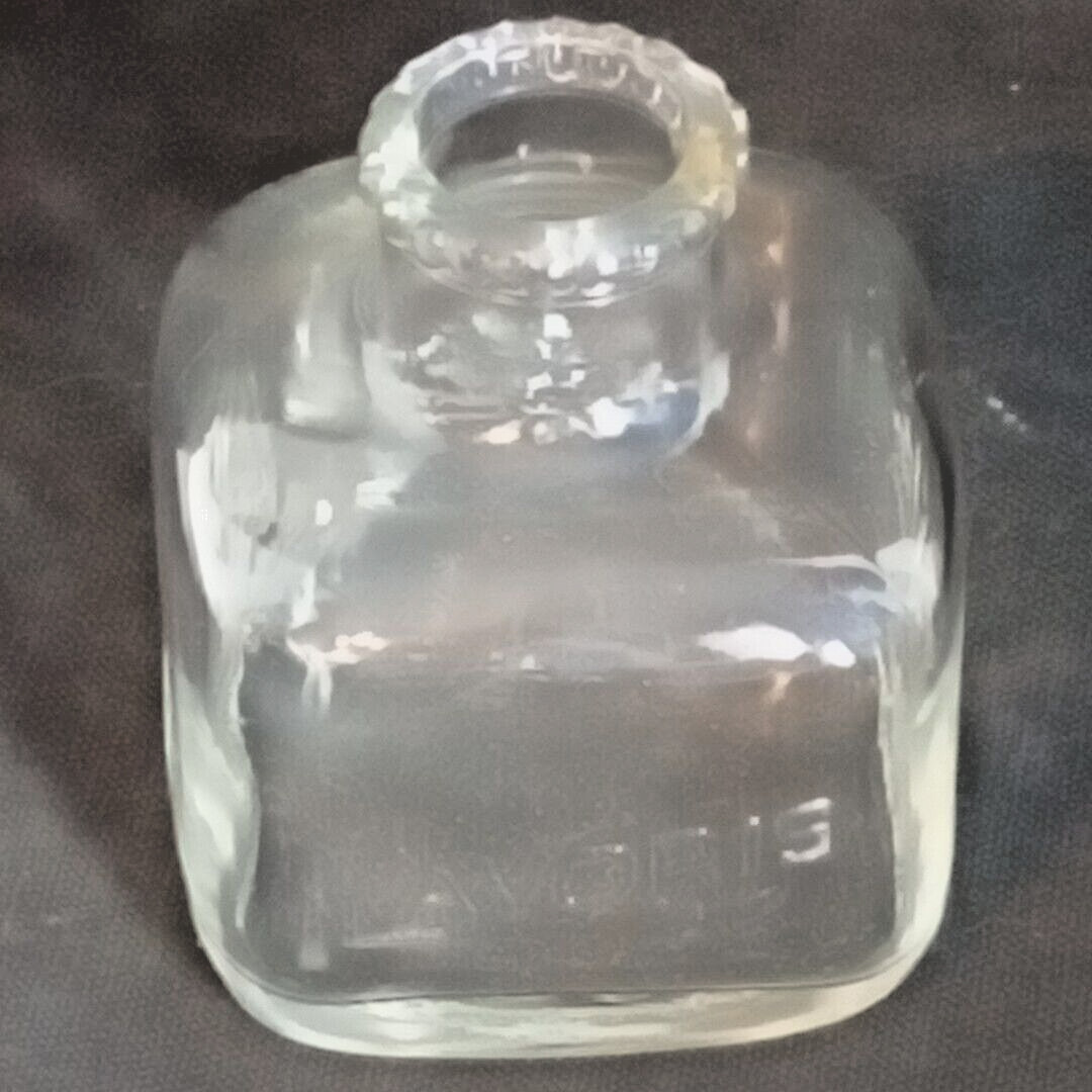 Vintage Lavoris Clear Glass Mouthwash Square Jar Bottle Starburst design EUC
