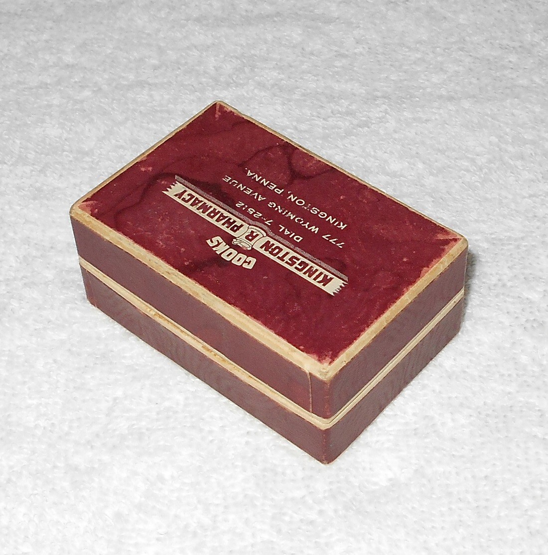 Cooks Pharmacy Kingston PA – Vintage Cardboard Pill Box With Original Label 1945