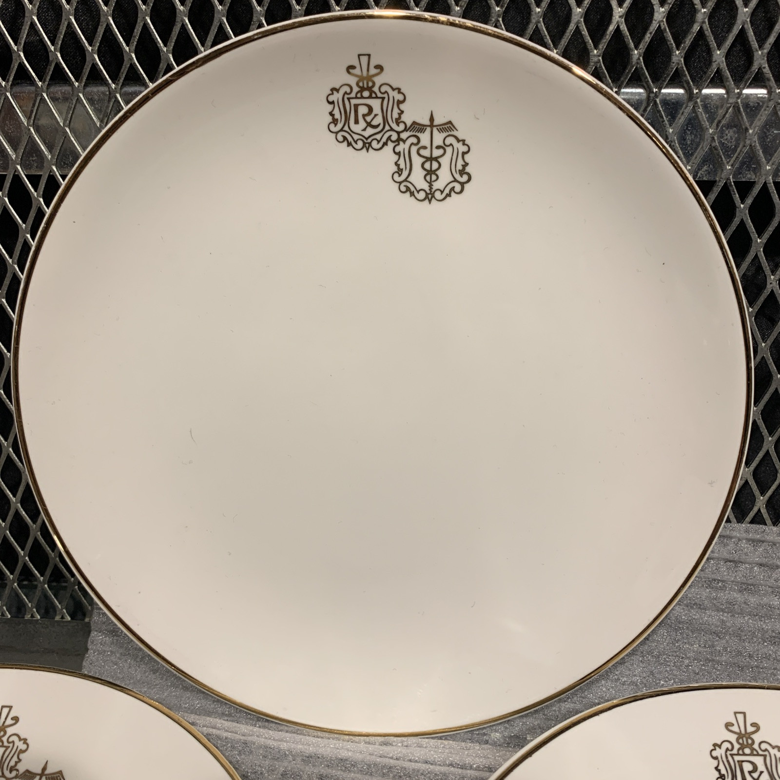 VINTAGE HALL CHINA 4 Piece Salad / Hordherves Plates PHARMACY PHARMACIST RX