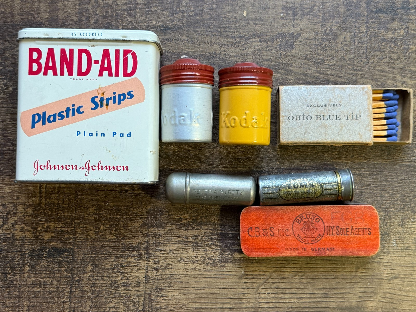 Vintage Lot of Tins MatchBook Advertising – Tums Kodak Band-Aid Ohio Blue Tip