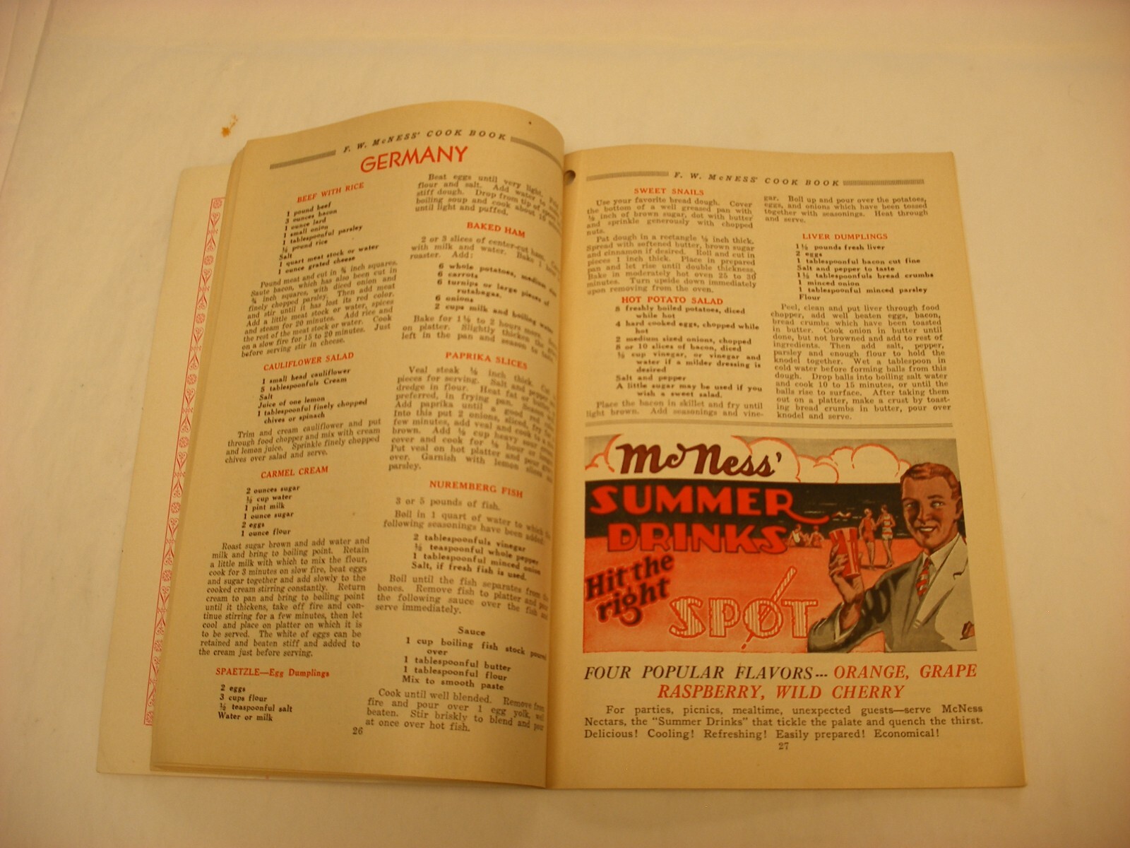 Vtg 1933 F. W. McNess Co. Freeport IL Pharmacy Medical Cure Cookbook