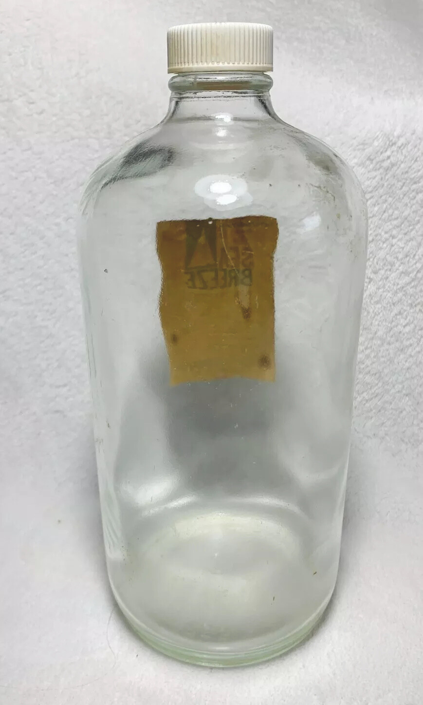Vintage SEA BREEZE Antiseptic 8″ Quart PROFESSIONAL CLEAR Glass Bottle-EMPTY