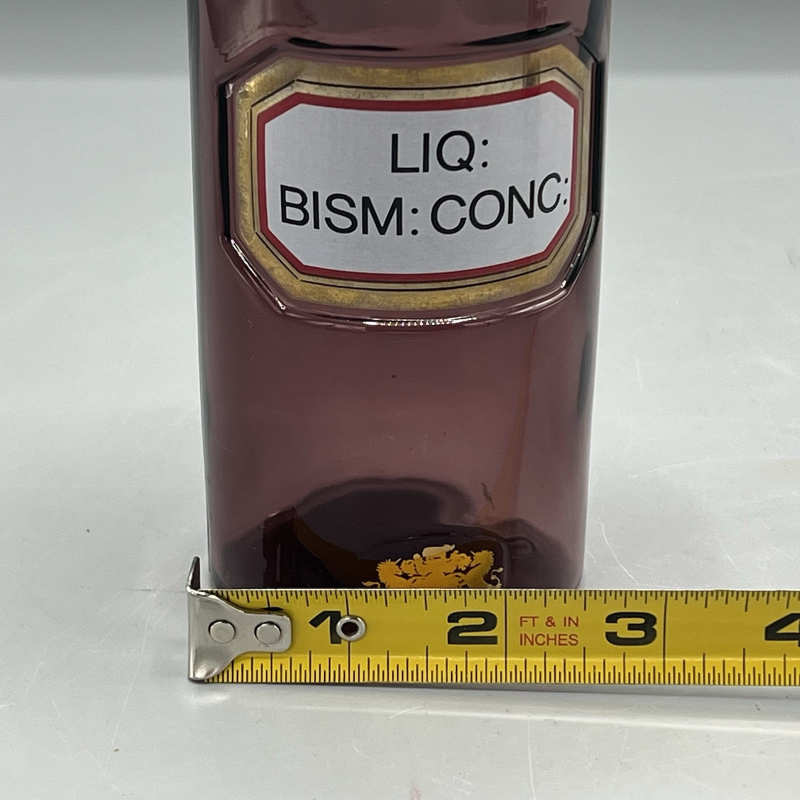 Antique Amethyst Glass Apothecary Bottle Royal Pharma Society Bismuth 7″