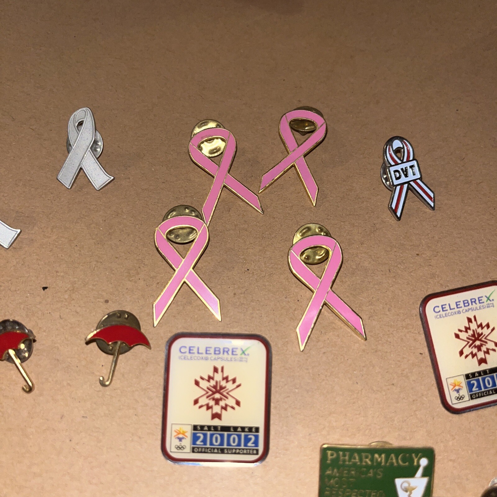 Lot of 15 Pharmacy Pharmacist Pins: Celebrex Breast Cancer Deep Vein Thrombosis