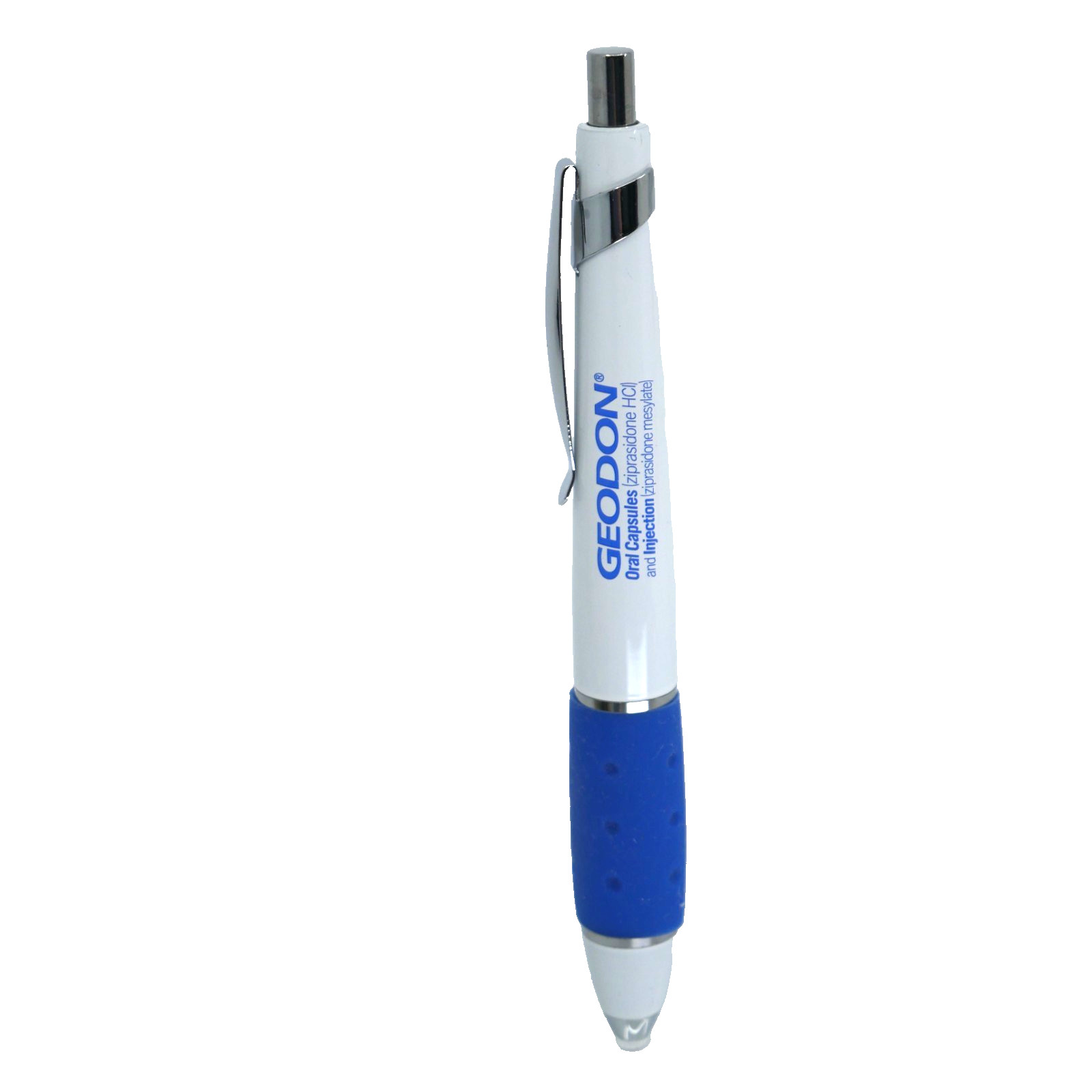 Rare Pfizer Geodon Drug Rep Pharmaceutical Metal Pen Blue White Fat Pen Grip