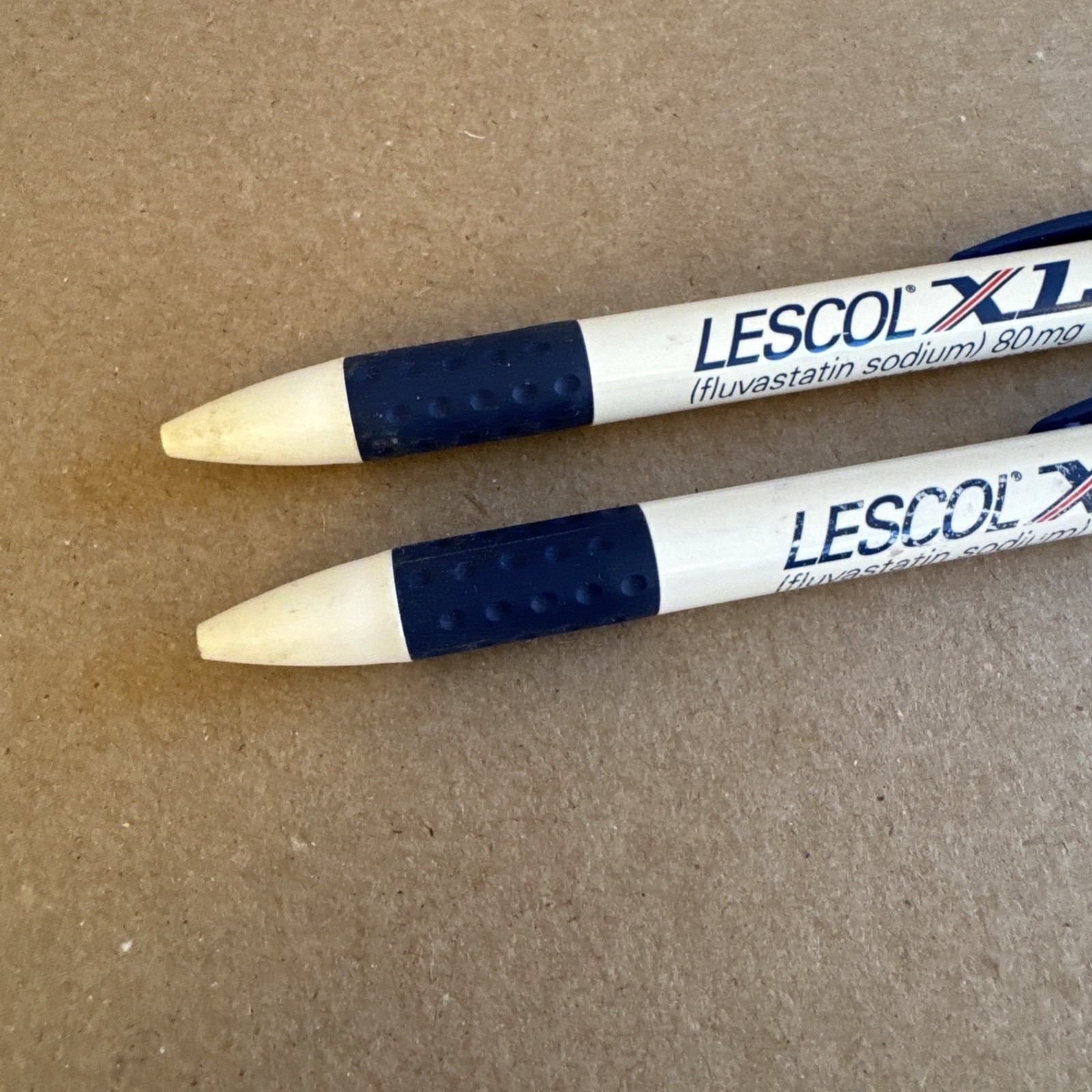 Lot Of 2 Drug Rep Pen LESCOL XL Pharmaceutical Advertising Collectible