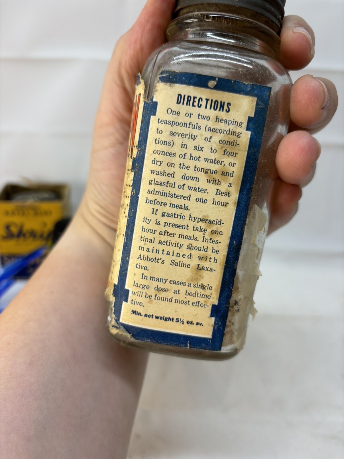 Vintage Abbott Laboratories Glass Medicine Bottle w/ Label & Metal Lid SODOXYLIN