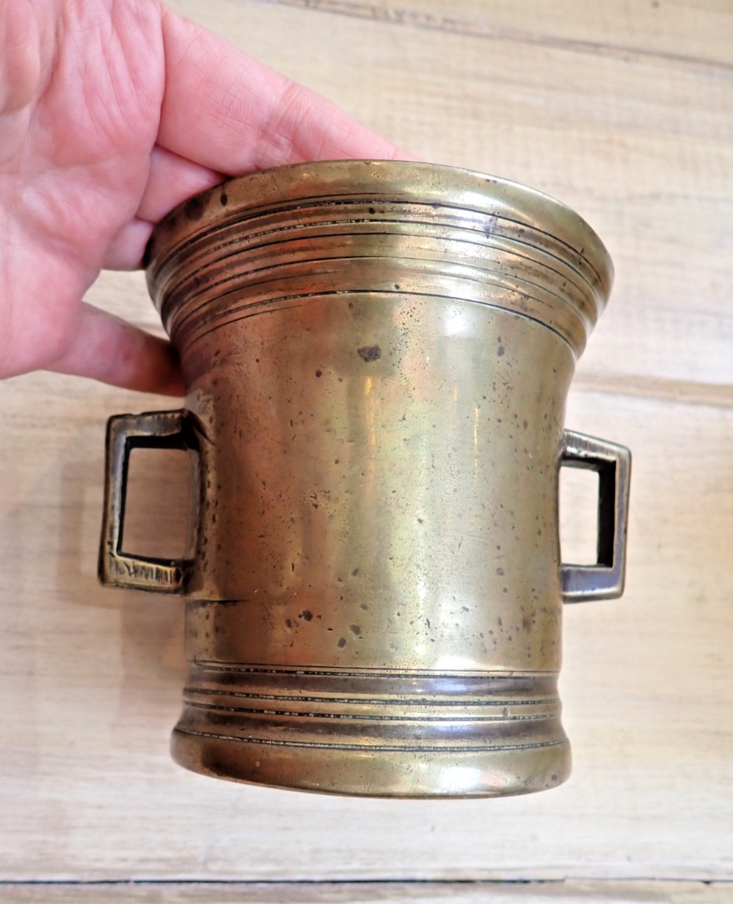 Antique Bronze Apothecary Mortar with Handles 18th C or Earlier Great Patina!