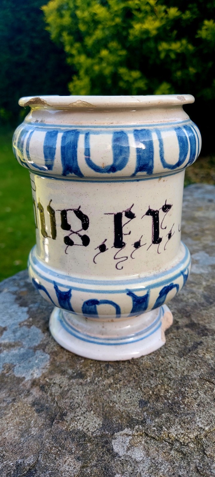 17thC Blue & White Albarello Drug Pharmacy Jar