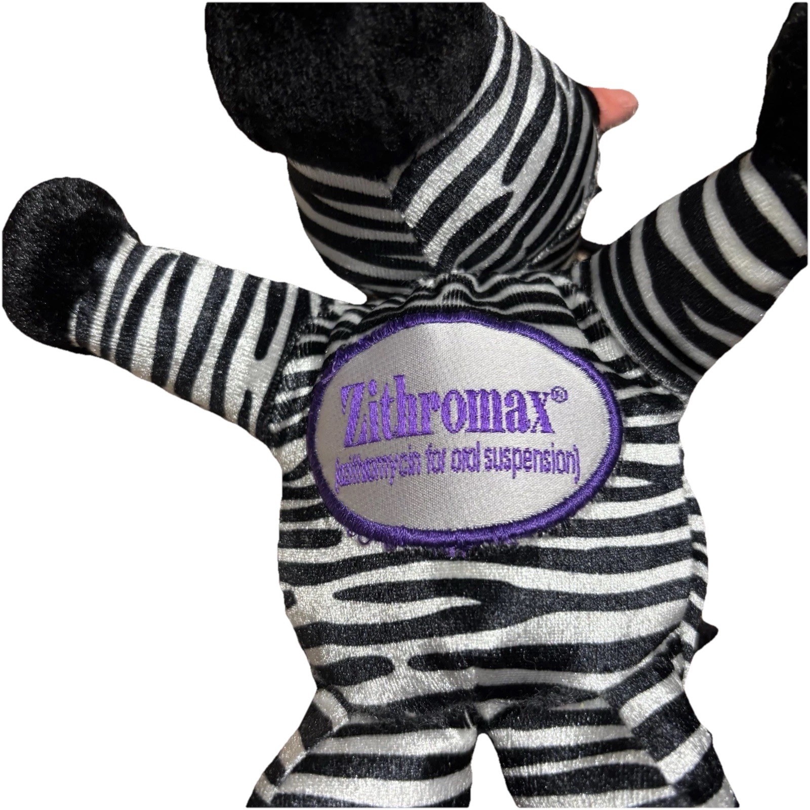 VTG Zebra Plush Advertising Drug Rep Pharma Stuffed Animal Zithro Pfizer 2002