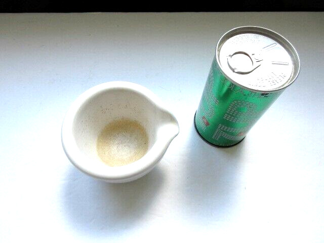 Vtg antique Coors USA Heavy White Porcelain Lab Mortar Apothecary 52208 stained