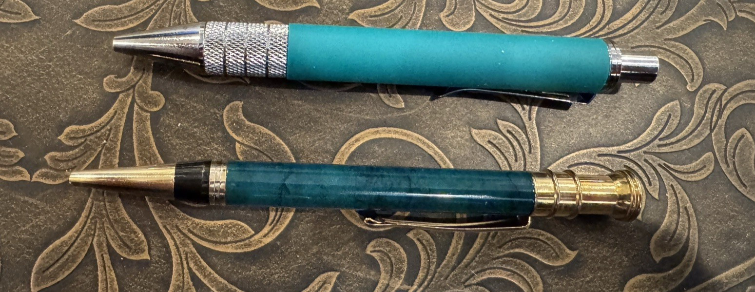 Norvasc Heavy Metal Drug Rep Pens Click button, black ink