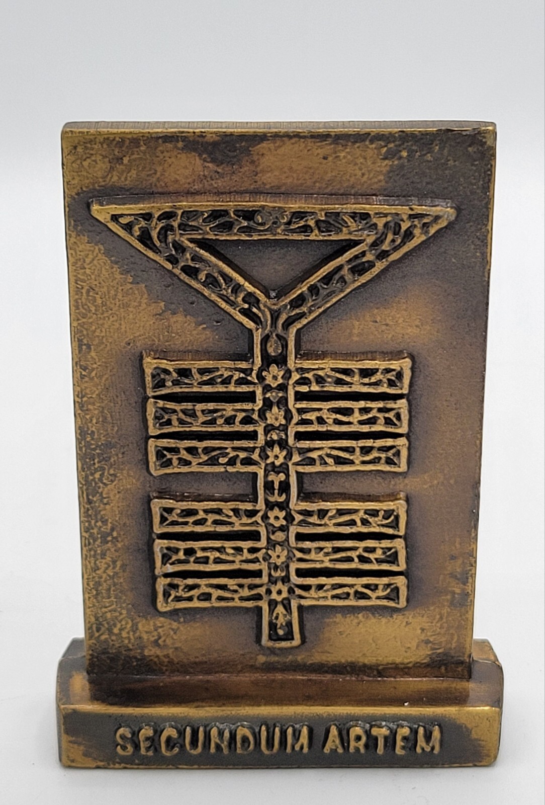1977-79 Tinactin Apothecary Symbols Pharmacy 2 Bronze Metal Paperweight Bookends