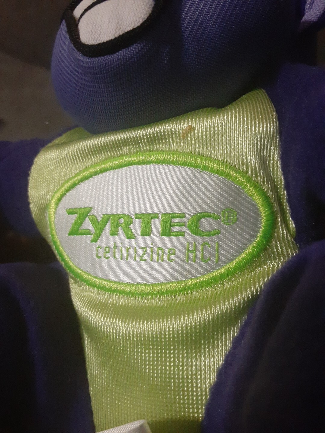 ZYRTEC Purple Plush Gorilla Monkey Stuffed Toy Pharmaceutical Advertisement