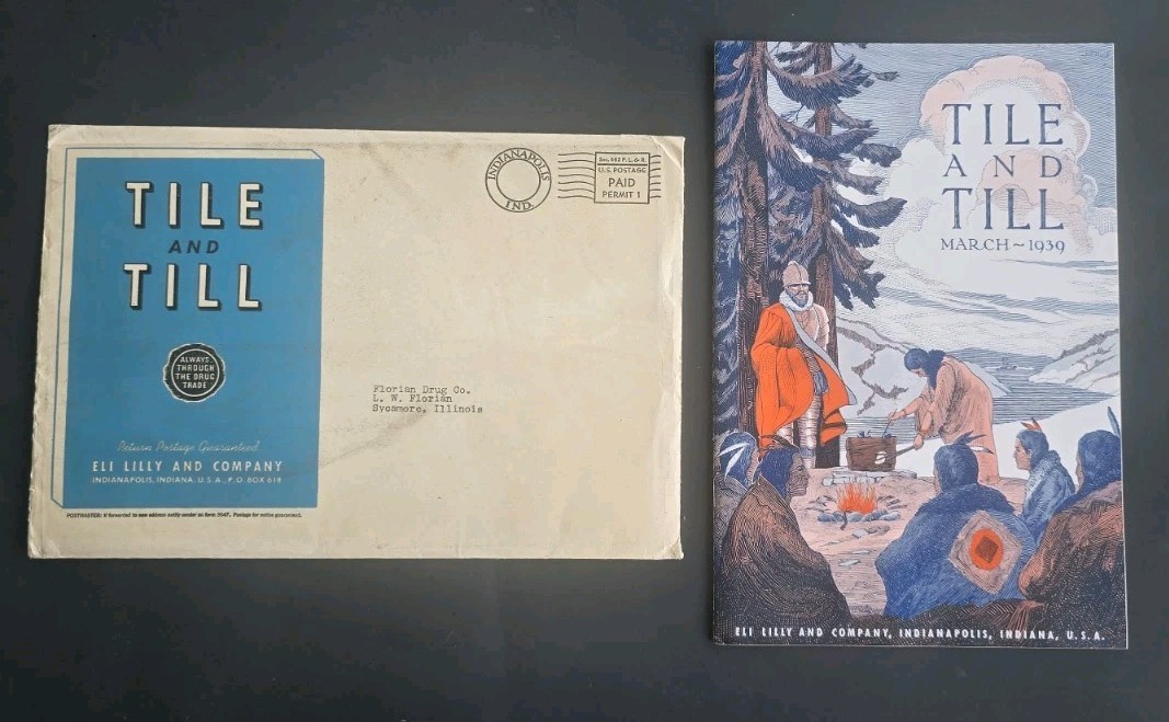 Vintage ELI LILLY Tile and Till March 1939 Pharmacy Druggist Magazine w Envelope
