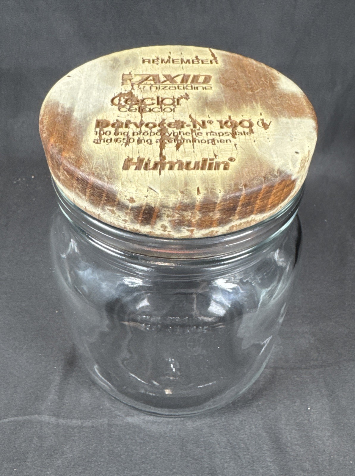 ✨RARE Drug Rep Humulin Clear Glass Canister Jar Pharmaceutical Container Holder✨