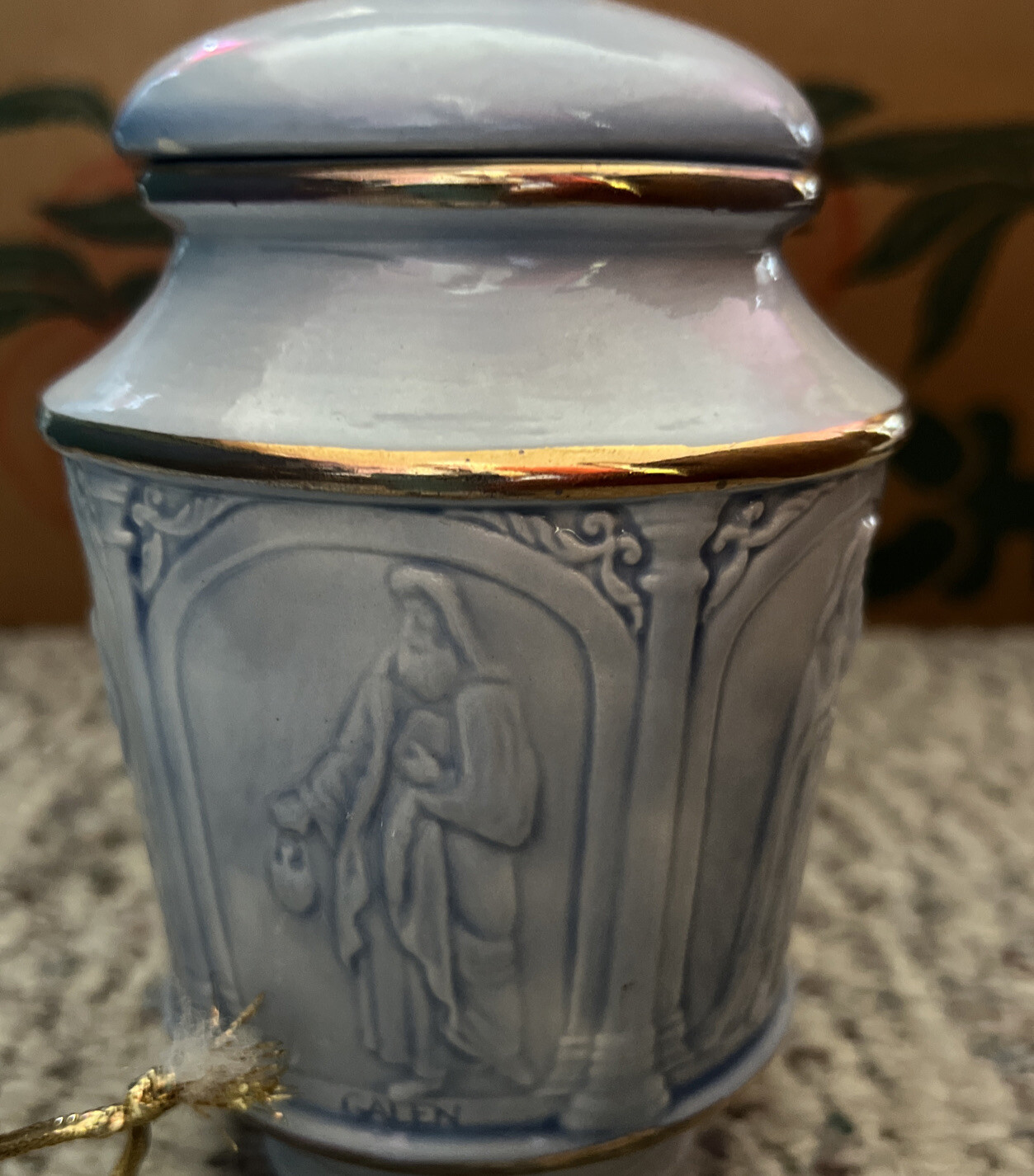 Blue Porcelain Apothecary Jar PMA Meeting April 1988 Given As A Gift Lederle