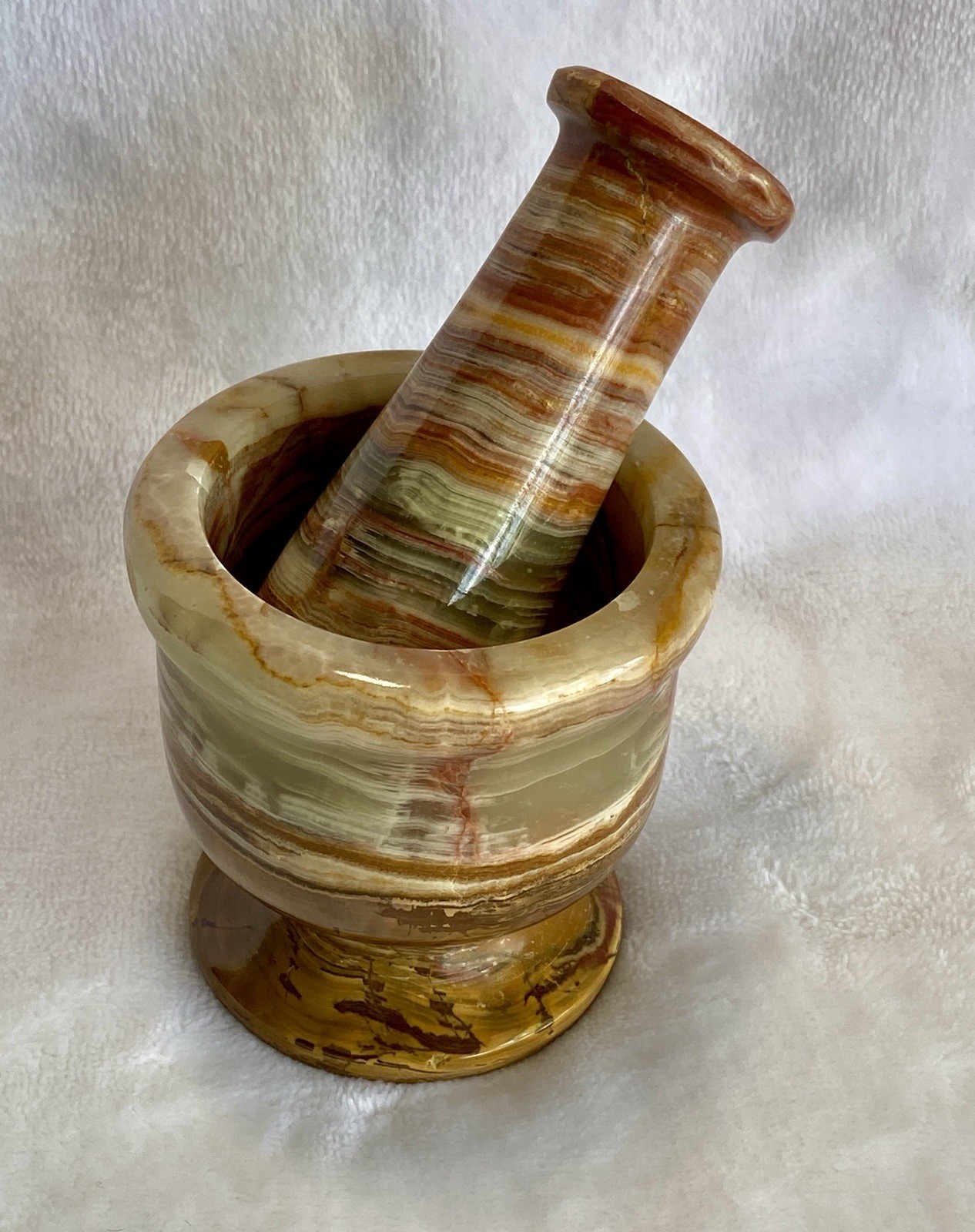 Vintage Fred Harvey Trading Co Onyx Mortar & Pestle Set – Original Tag