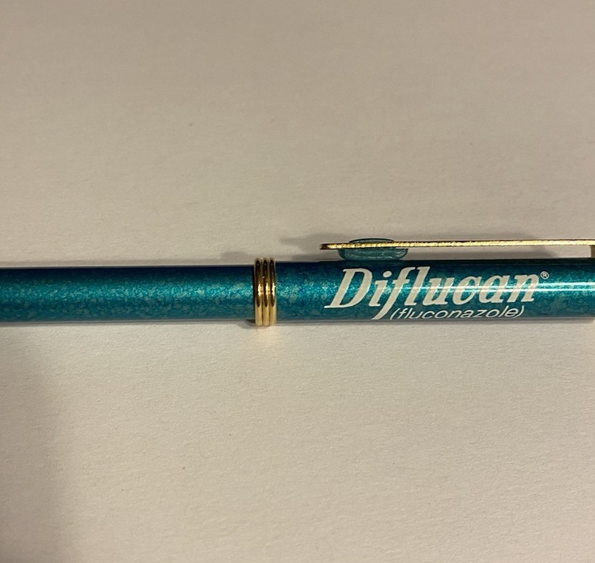 VINTAGE PFIZER ROERIG DIFLUCAN FLUCONAZOLE DRUG REP PEN METAL DRIED INK TAIWAN