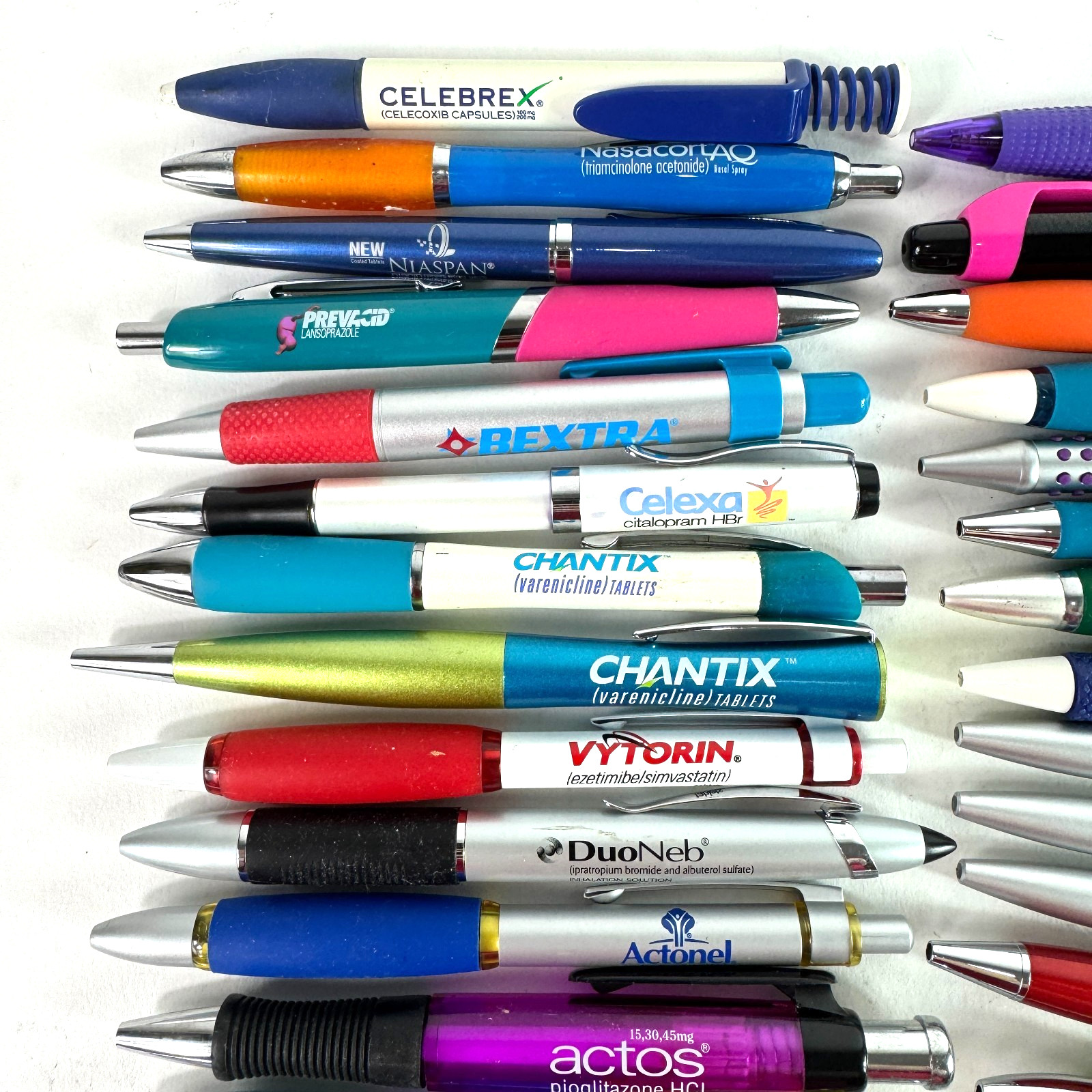 Lot of 46 Pharmaceutical Advertising Click Pens Drug Reps Zoloft Chantix Nexium