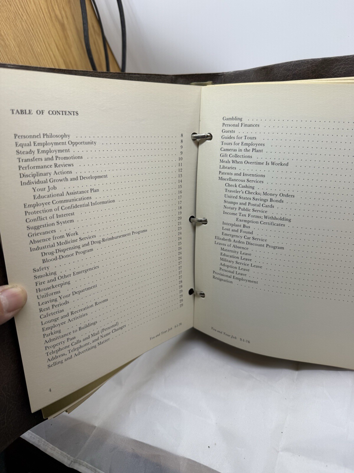 1976 Eli Lilly Employee Information binder – pay, insurance, credit union info