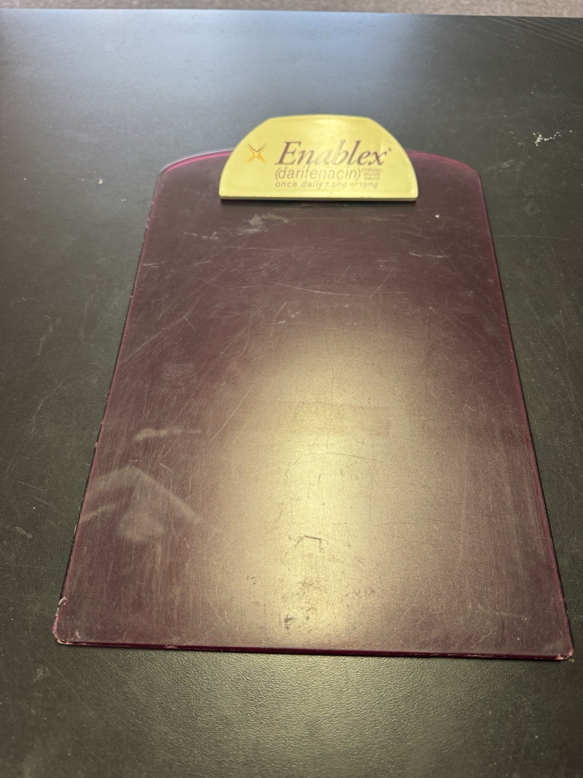 Vtg drug rep Pharmaceutical Advertising Promo Enablex clipboard Used Movie Prop
