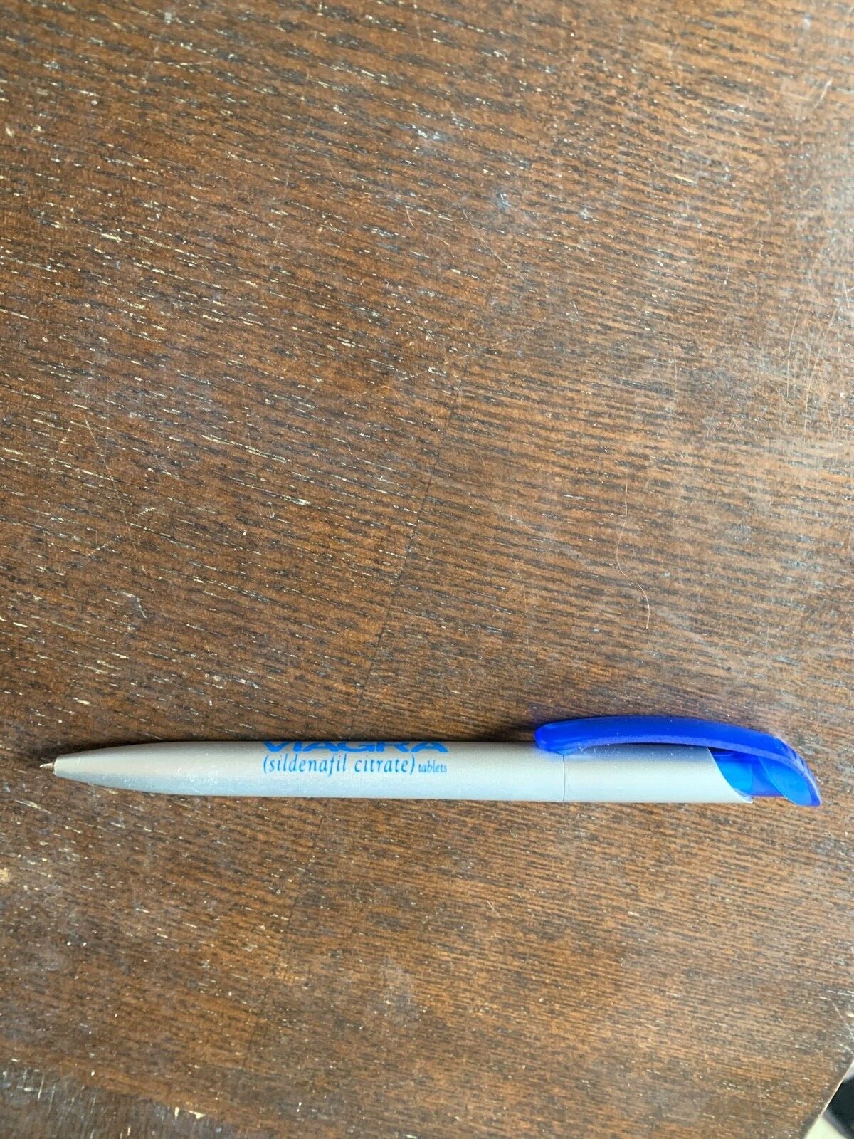 Viagra Drug Rep Promotional Pen Blue silver great collectible stored away sharp 