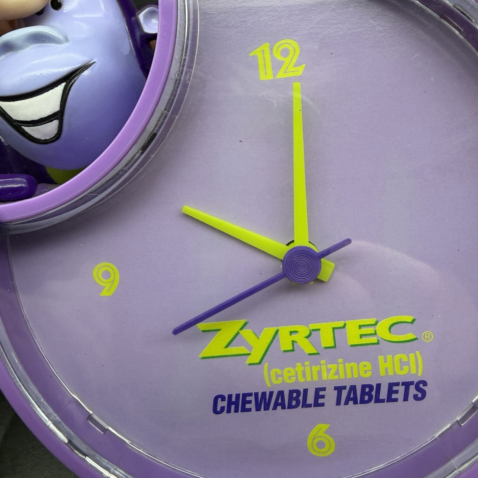 Zyrtec Pharmaceutical Advertising Alarm Clock With Purple Gorilla~ Works Good~